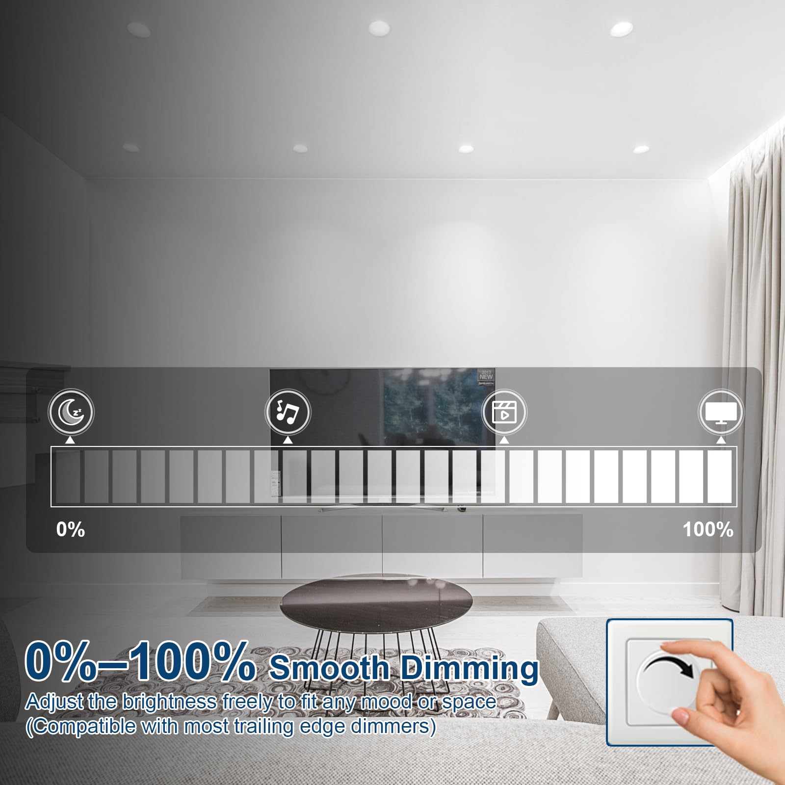 Allesgute 10X LED Downlights Ceiling Dimmable 7W COB Ultra Slim Recessed Ceiling Lights Cool White Round Brushed Chrome LED Spot Lights for Bedroom Living Room Cutout diameter 65-88mm - Image 2
