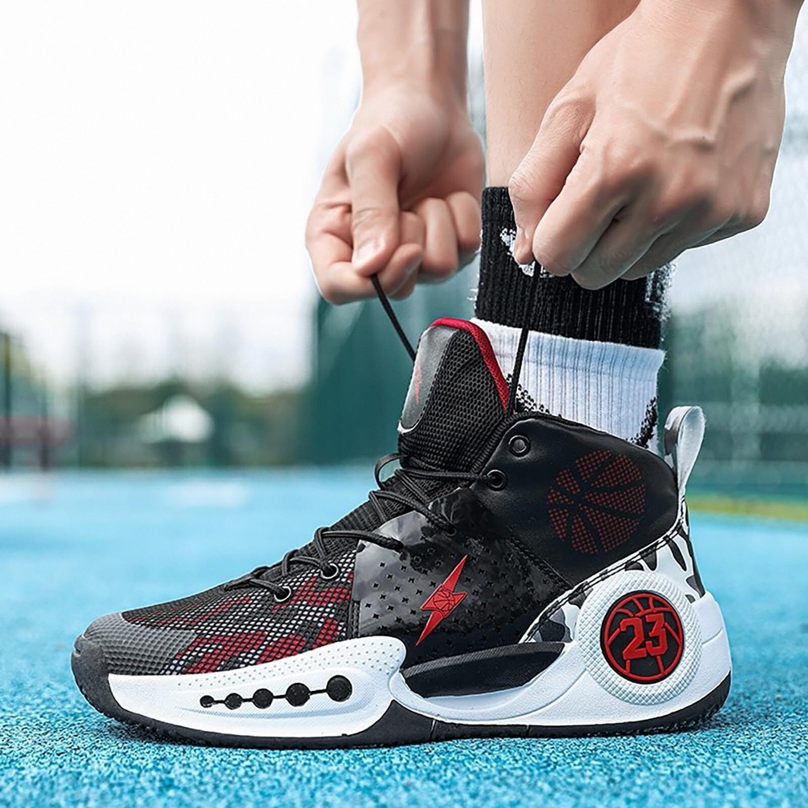 Genérico Zapatillas de Baloncesto for Hombre Transpirables, Antideslizantes, Resistentes al Desgaste, con Agarre y Rebote, Botas Entrenamiento for Deportes Aire Libre Zapatos para Caminar