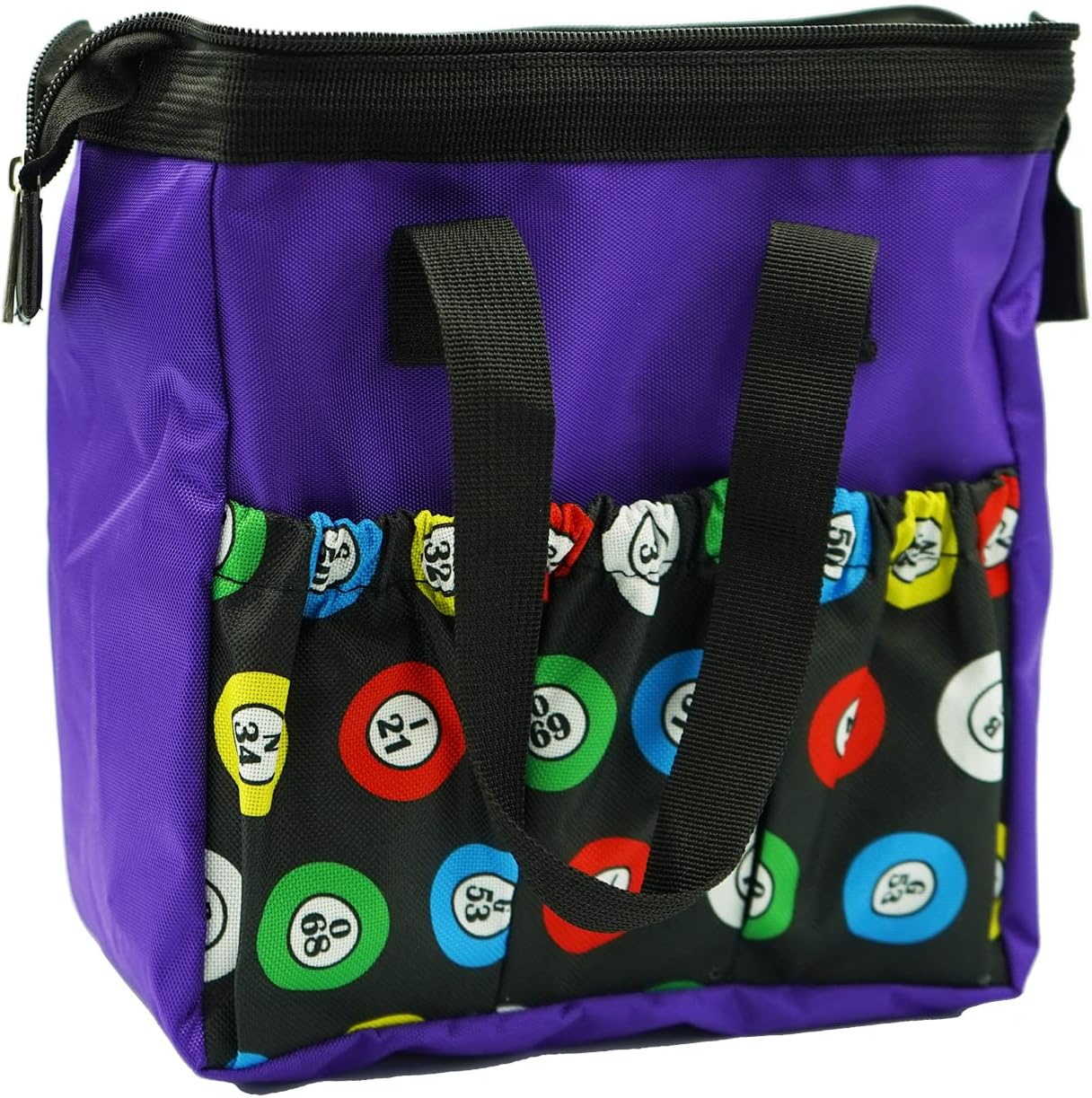 Yuanhe Bingo Dauber Bags with 6 Pockets Bingo Tote Bag, Purple, 1 Count