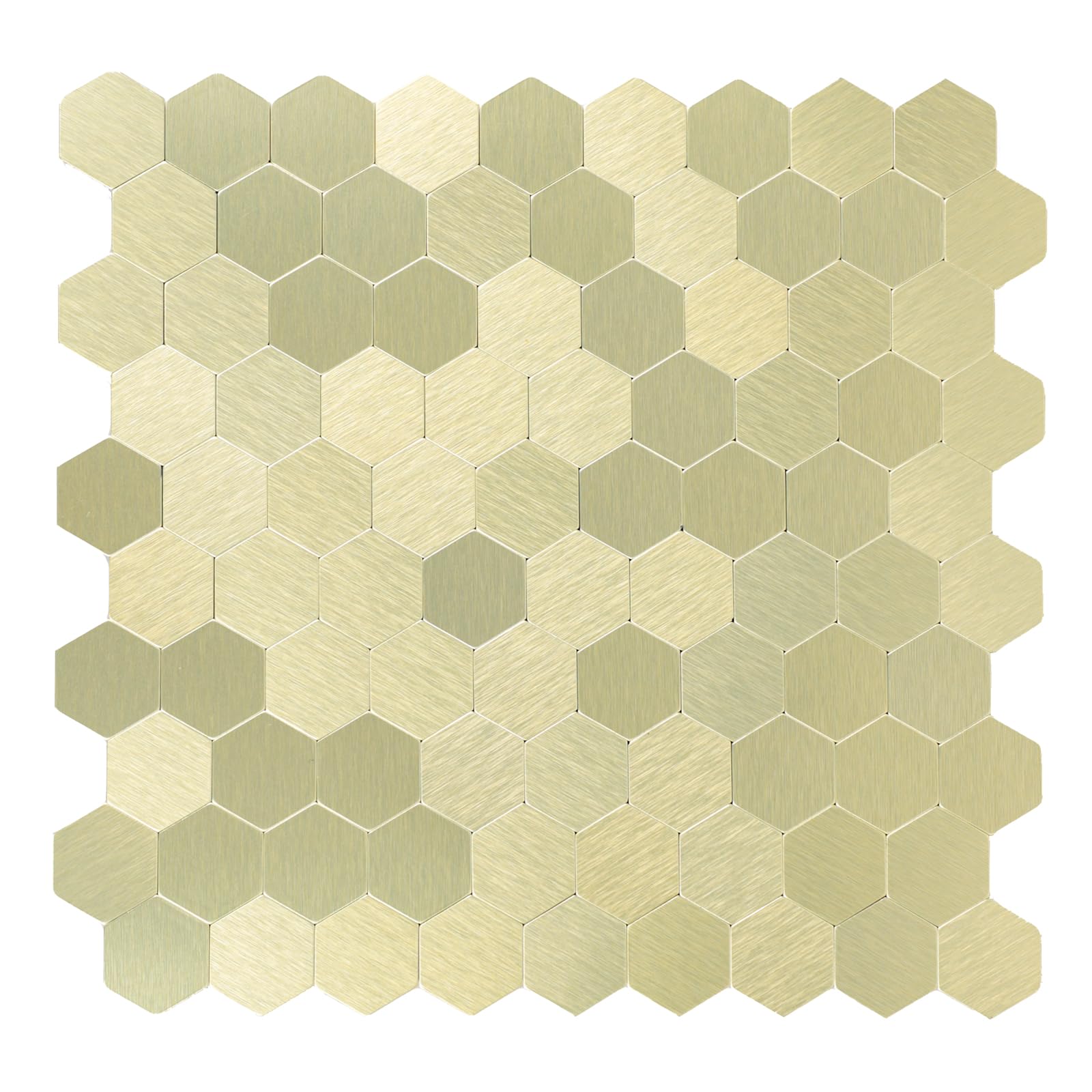 Selbstklebende Mosaikfliesen Wandfliesen, Sechseck Küche Kleine Fliesen Metall Klebefliesen Fliesenaufkleber Bad (6 Matten, Gold)
