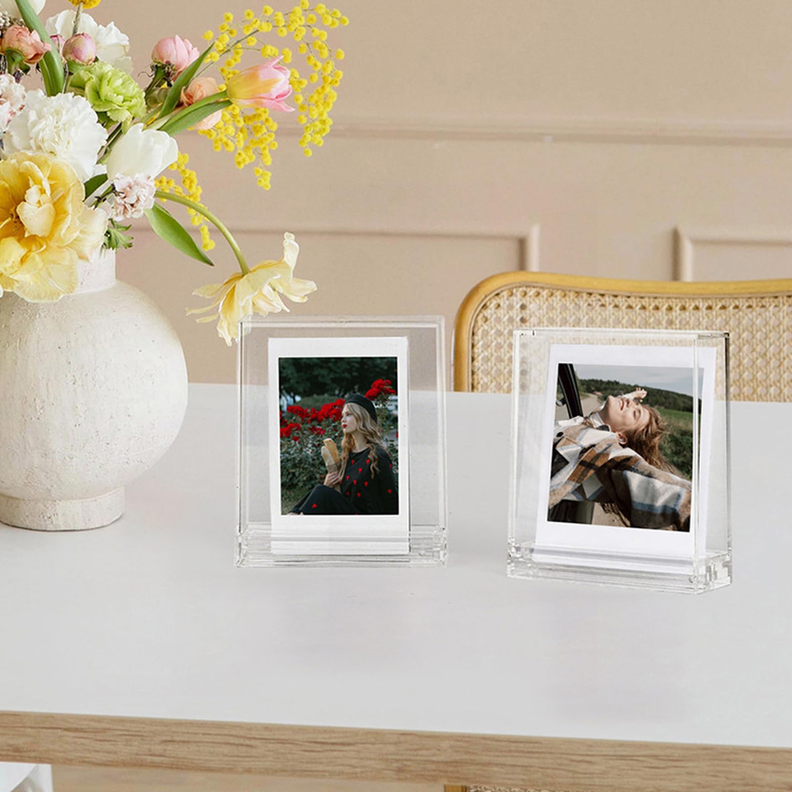 Amazon.co.jp: 透明ミニフォトフレーム、デスクトップ用両面透明PC
