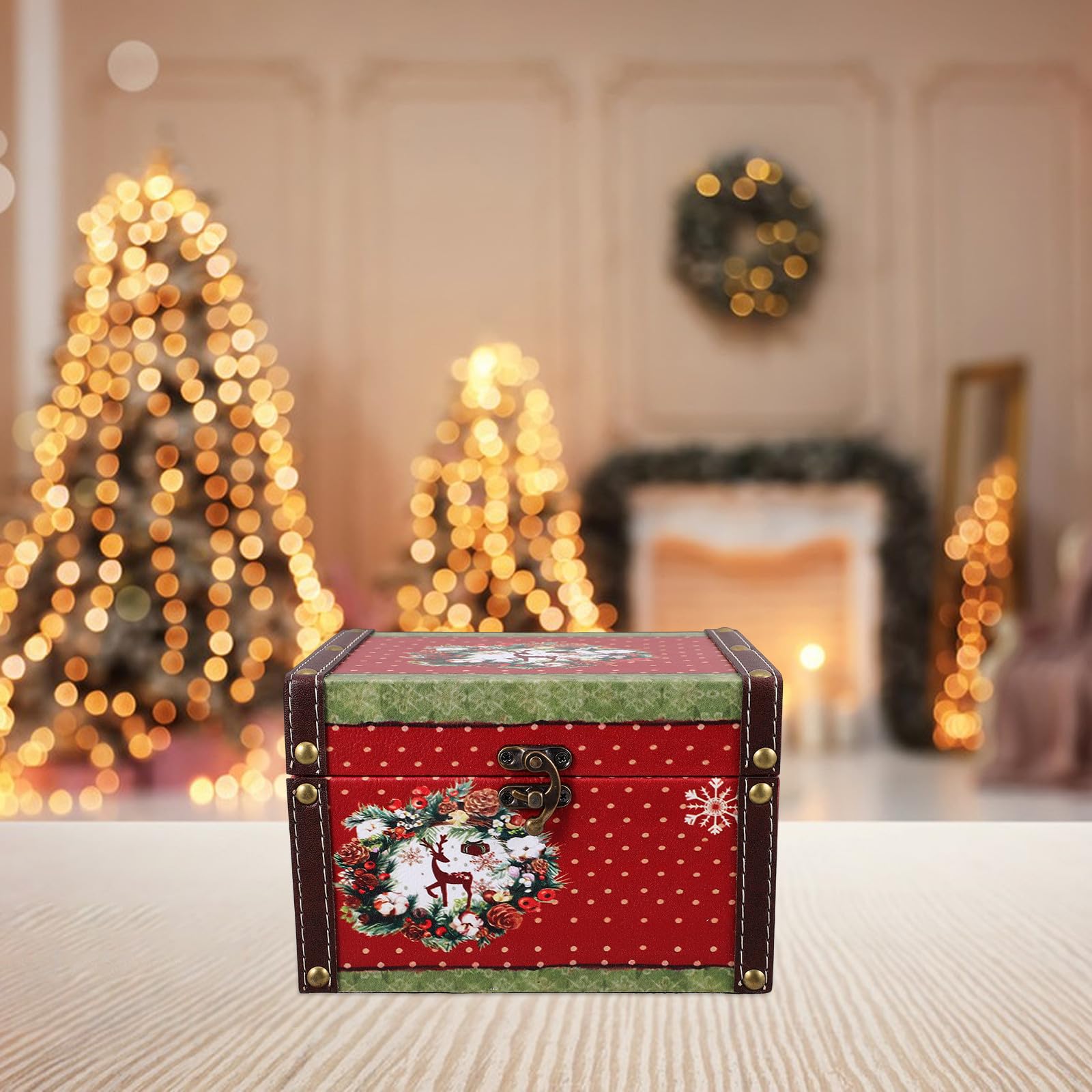 Toyvian 2 Stück Weihnachts Aufbewahrungsbox im Vintage Stil für | Dekorative Kasten mit Großer Kapazität, für Bonbons und Pfefferminz, Festliche Deko für Weihnachten