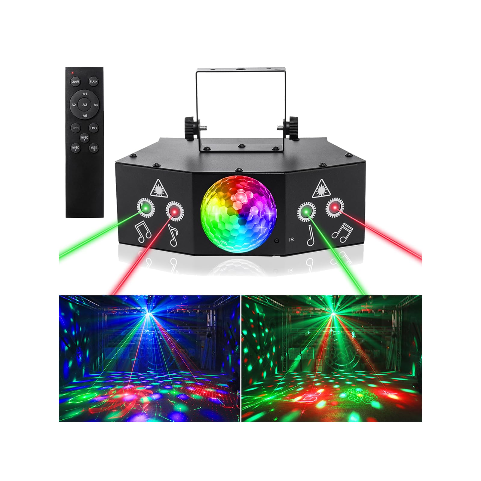 LAUCNPTY DJ Disco Ball Party Lichter mit DMX512 und Sound aktiviert, LED Bühnenbeleuchtung Show Stroboskop Licht für Partys Indoor Dance Hochzeit Karaoke Bar KTV Club Weihnachten Halloween Musik Rave