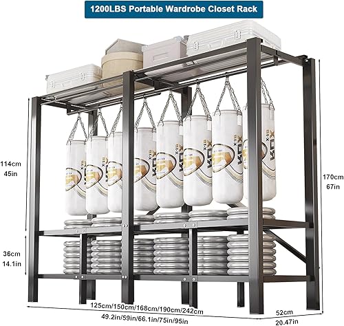 Miniatura 2 de FPIGSHS Perchero resistente con tapa, perchero plegable cubierto para colgar ropa, sistema de armario portátil, almacenamiento de abrigos