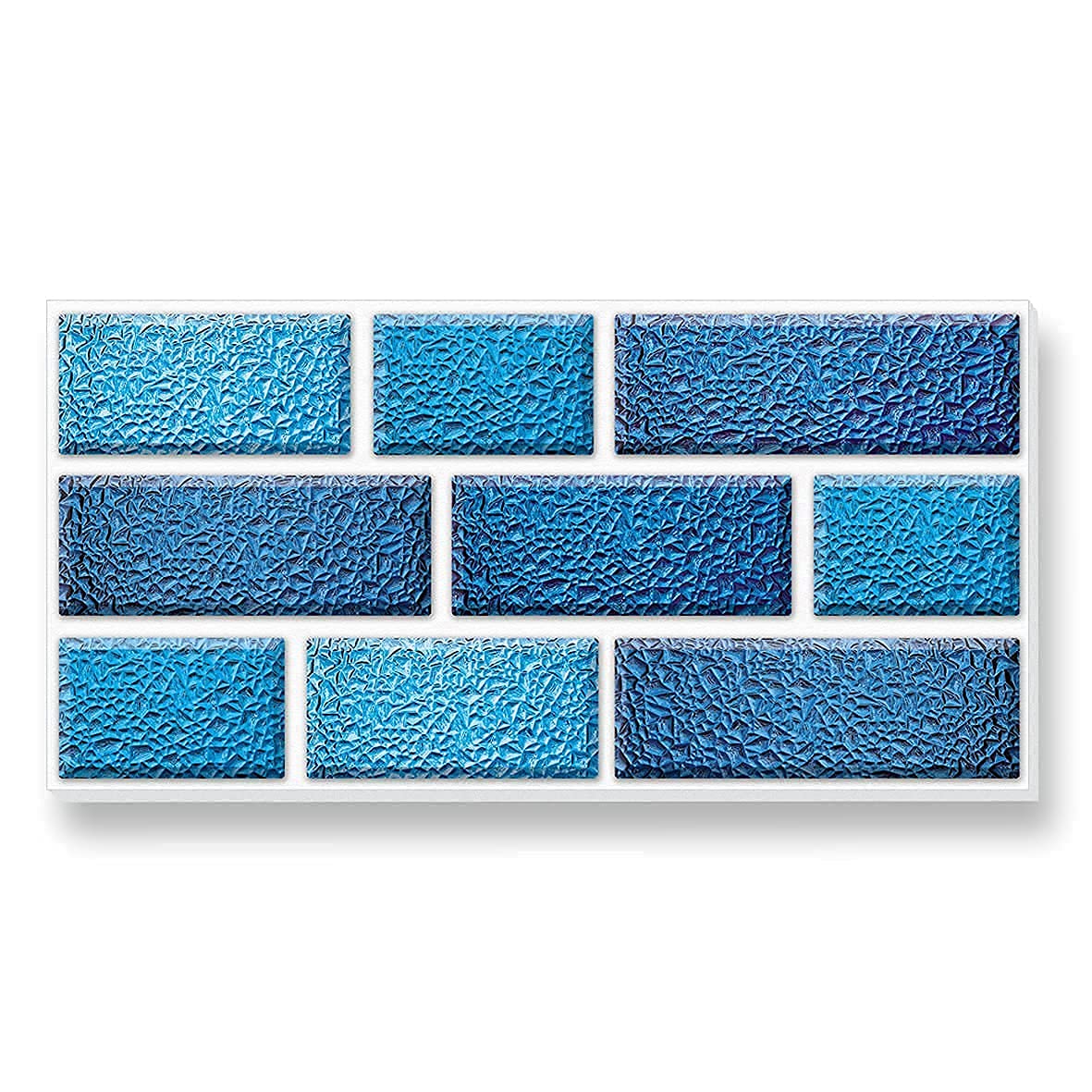 9 Self Adhesive Tiles: Blue Tablet - 8" x 4" Thick, Self Adhesive Stick on Wall Tile, Stickers, transfers, Decals. Over Any Size of Smooth Tiles or onto Any Smooth Wall Surface