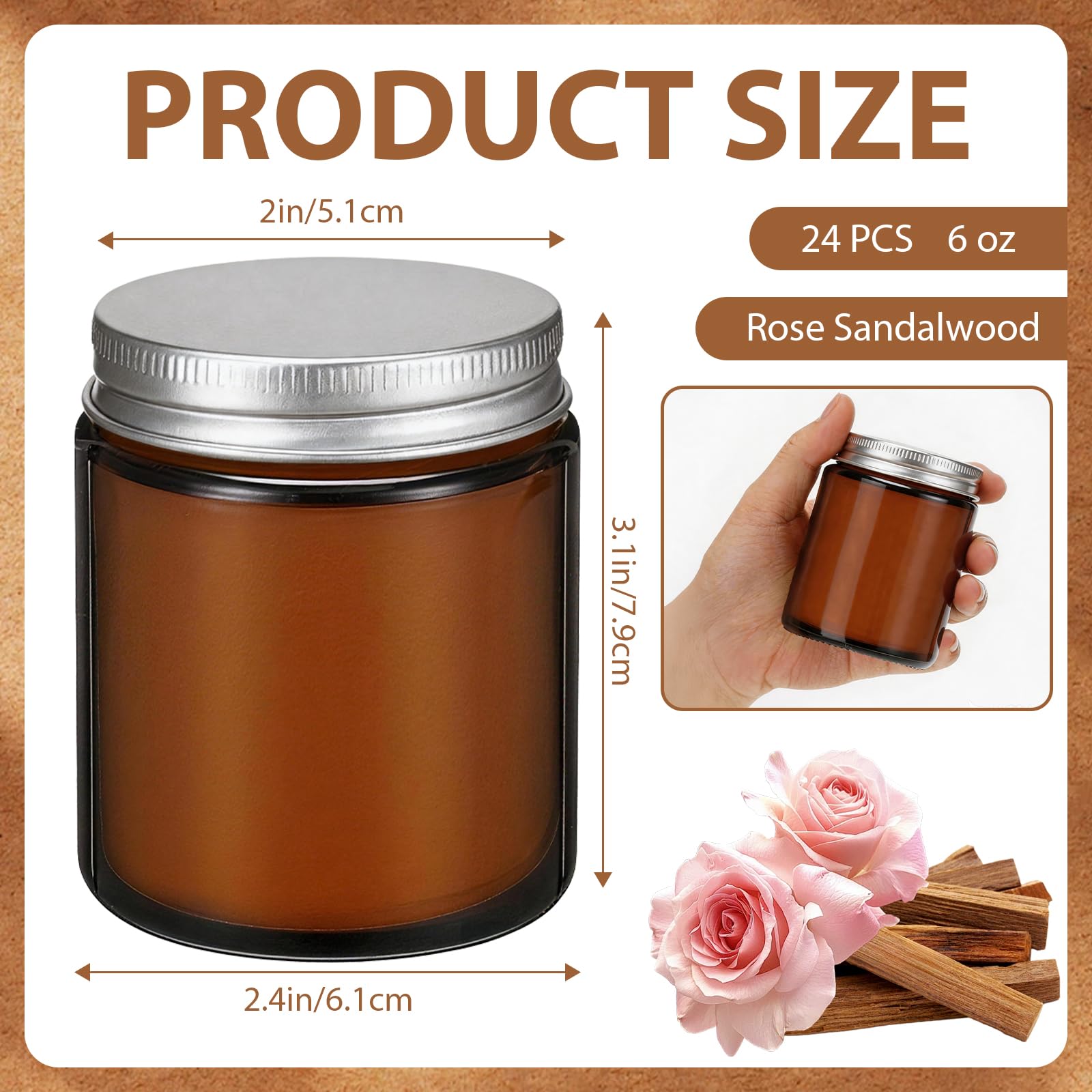 Set regalo di 24 mini candele profumate di soia da 170 g, candele in barattolo di vetro per aromaterapia al legno di sandalo rosa, candele rilassanti a lunga durata, ideali per decorazioni per