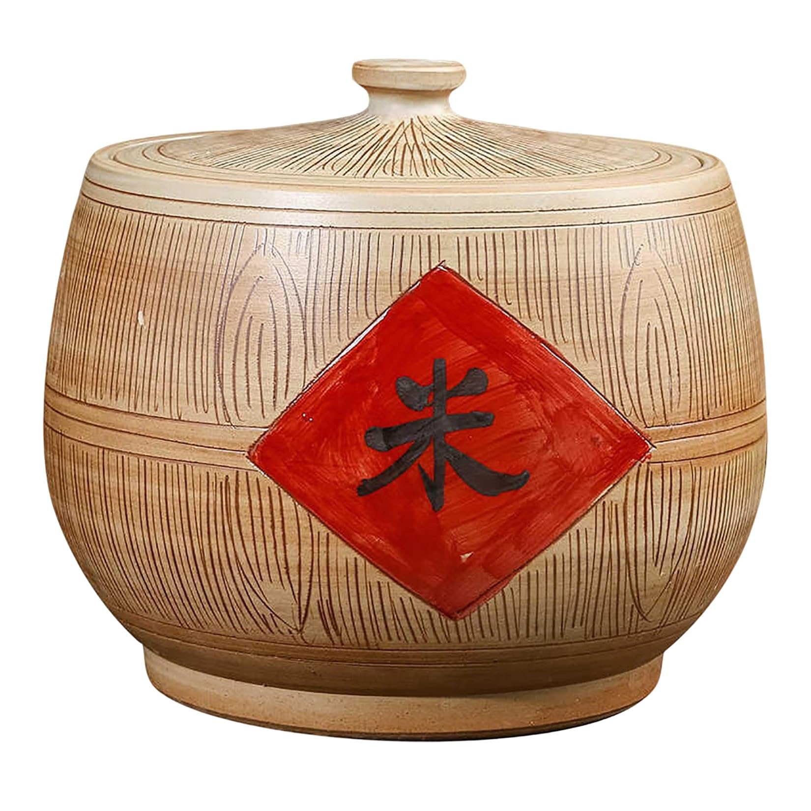 MMleYN 10KG Airtight Ceramic Rice Container With Lid Multi-Purpose Pantry Storage Jar For Loose Tea Rice Flour Nuts Snacks Decorative Kitchen Organizer(A,15kg)