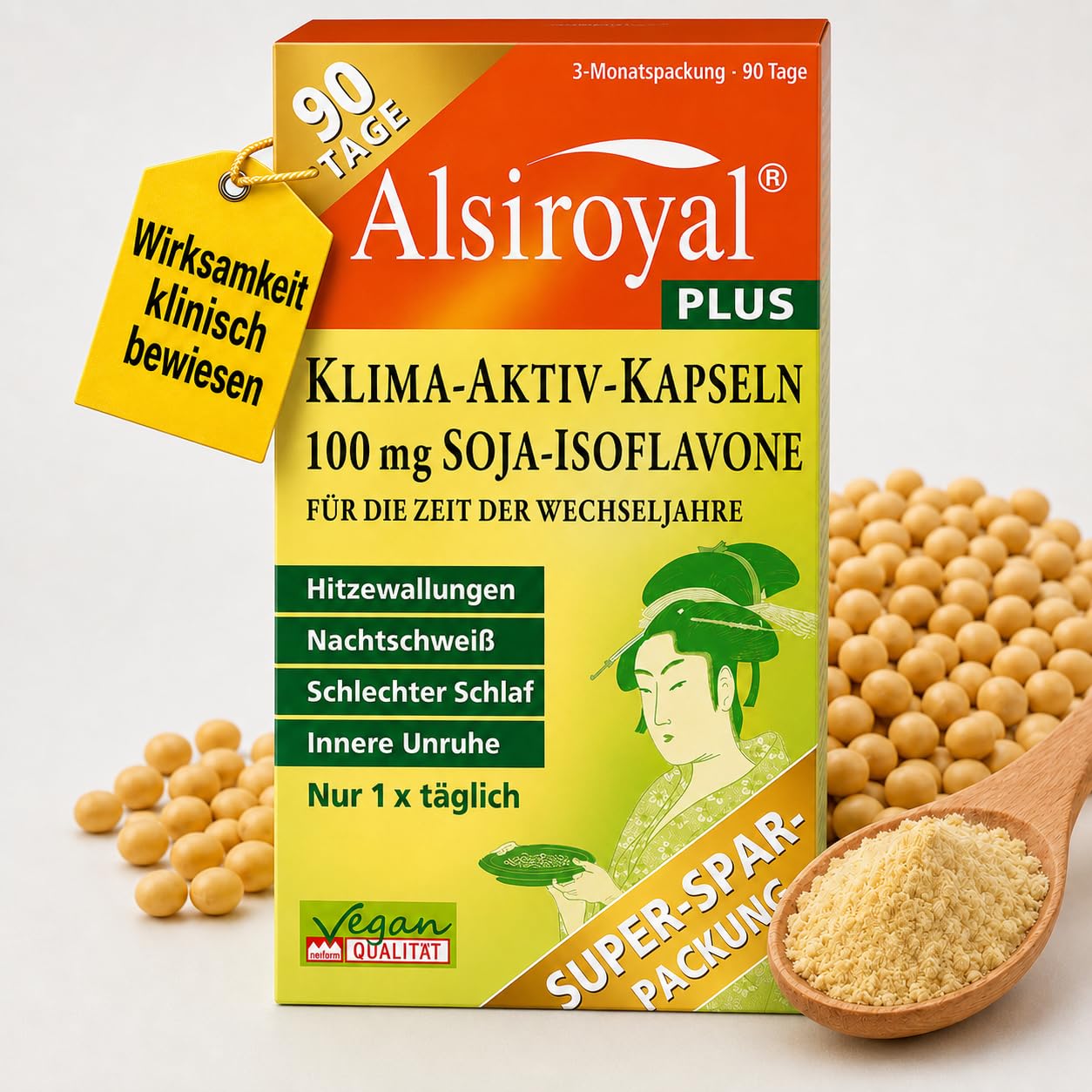 Alsiroyal PLUS Klima-Aktiv-Kapseln · eigene klinische Studie · Wechseljahre 90 stück (1er Pack)