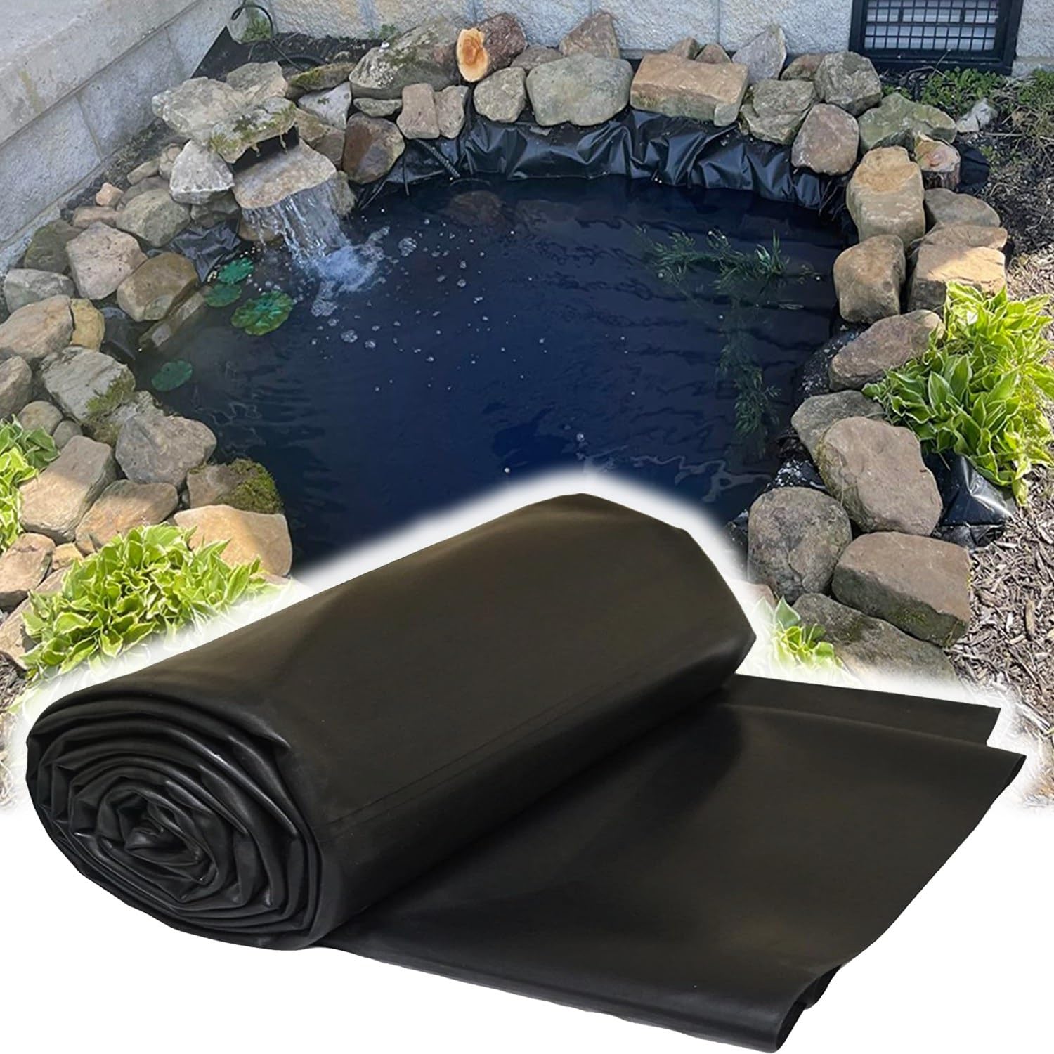 Telo per Laghetto in HDPE Antiscivolo Pellicola per laghetto Flessibile, Rivestimento Protettivo per Stagni Da Giardino Membrana Rinforzata per Fontane Piscina Aiuole Ninfee 4x6 4x8 8x9 8x10 9x12.0m(D