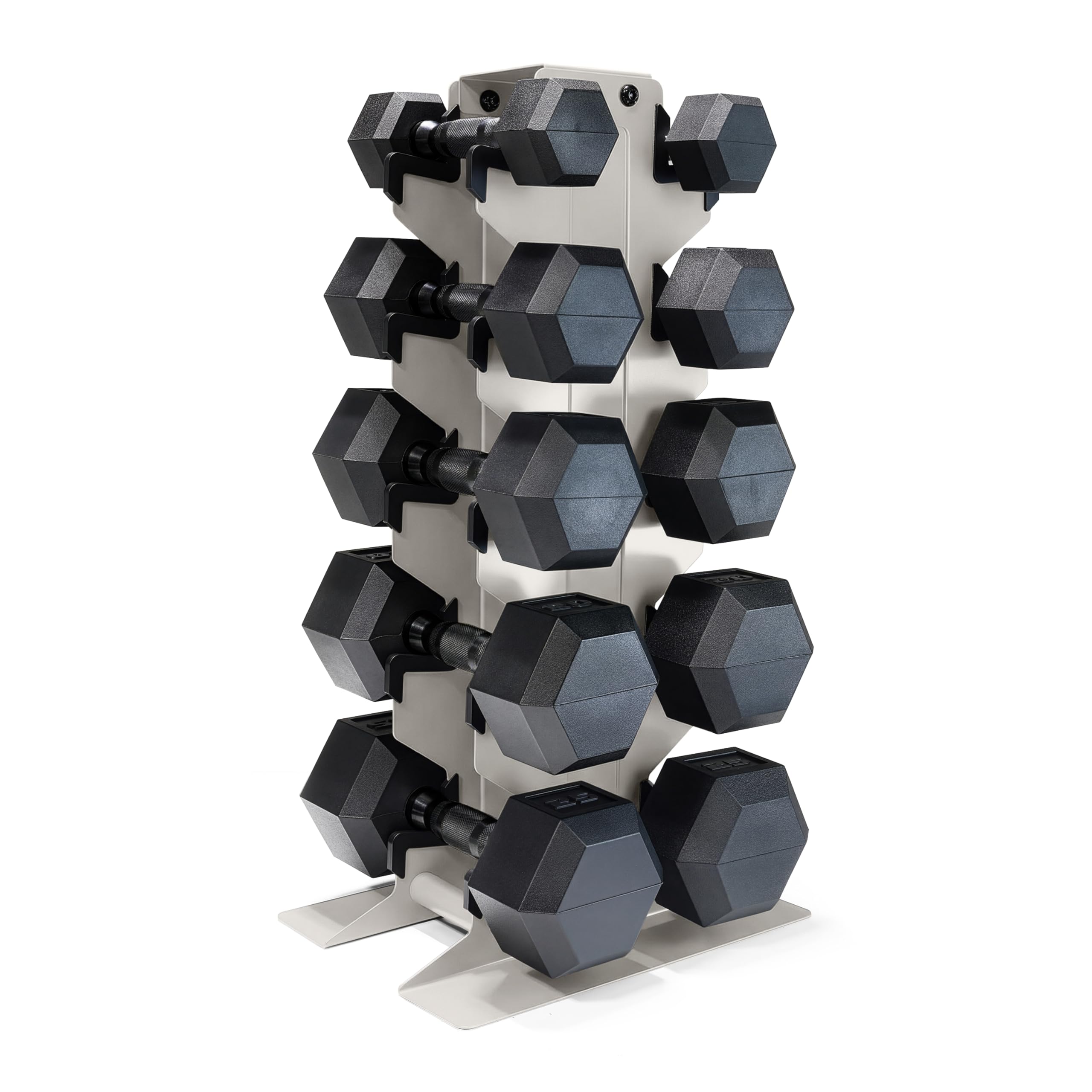 CAP Dumbbell Set with Rack, Rubber Coated Hex Free Weight Set | 100–300 lb Options, Vertical Space-Saving Storage for Home Gym Strength Training