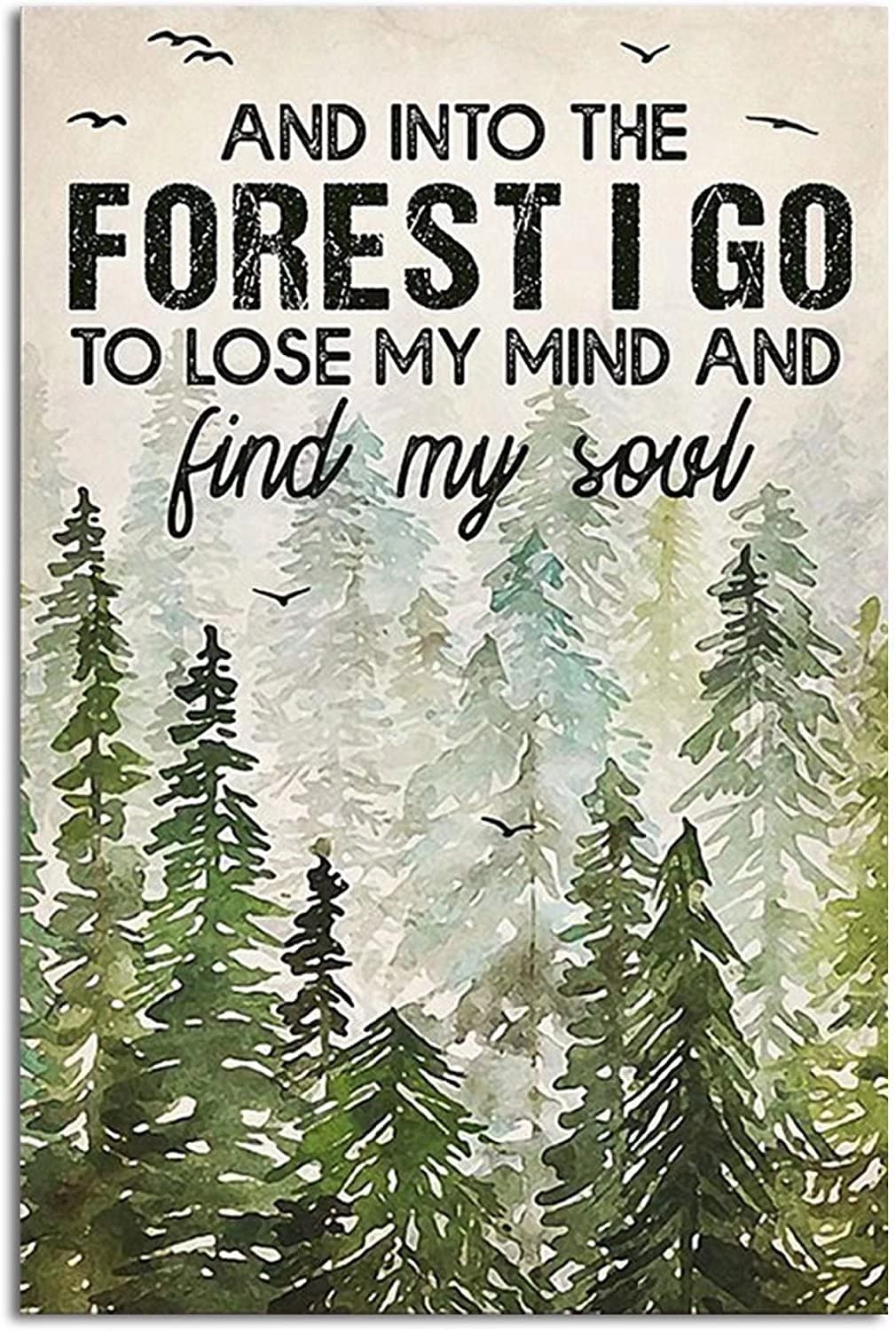 Into The Forest Metal Tin Sign,Vintage Wall Decor Retro Art Sign Funny Decor for Home Bar Pub Cafe Farm Room Metal Poster 12x16 Inch