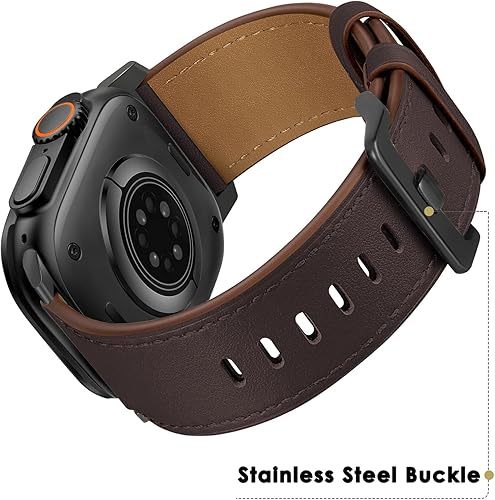 Vista 107 de UUPWPOKT Correa de cuero compatible con Apple Watch Ultra 3/2/1 Band de 1.929 in, 1.811 in, 1.772 in, 1.732 in, 1.654 in, correa de cuero genuino