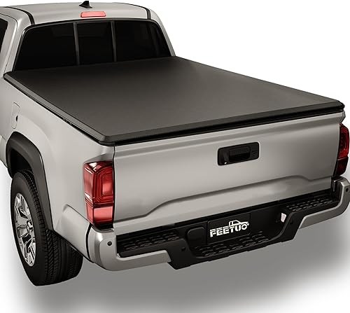 Cubierta tonneau suave de tres pliegues para camioneta Tacoma 2016-2023 de 5 pies/60.5 pulgadas | para modelos con o sin el sistema de riel de
