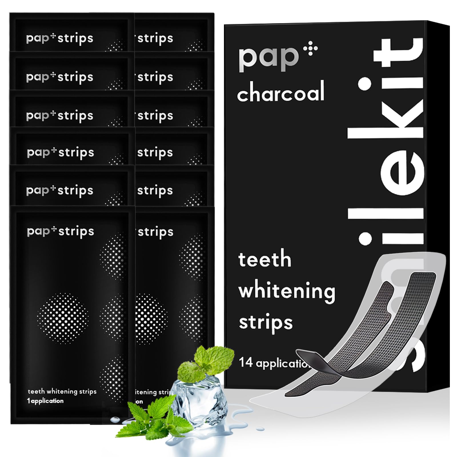 Strisce sbiancanti denti 28 applicazioni,di bambù del carbone di legna sbiancamento dei denti strisce,Sbiancamento Senza Danni,Teeth Whitening Strips, pulizia