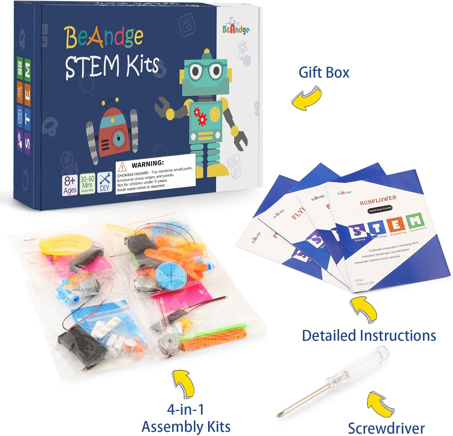 BeAndge STEM Kits, Kids Arts and Crafts for Girls 8-12 8-10, stem Toys for Ages 8-13, Engineering Science Kits for Kids, STEAM Gifts for 6 7 8 9 10 12 Year Old Girls, Electronic Building Boys 6-8