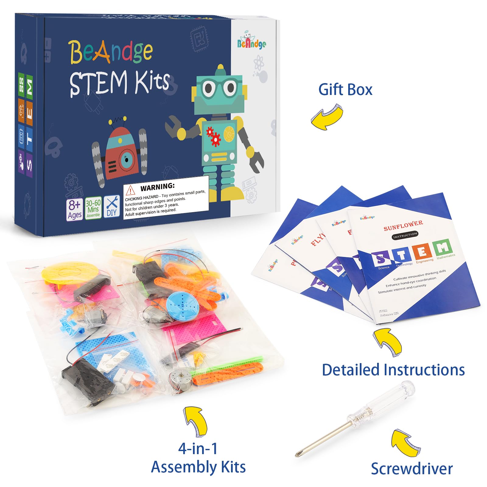 BeAndge STEM Kits, Kids Arts and Crafts for Girls 8-12 8-10, stem Toys for Ages 8-13, Engineering Science Kits for Kids, STEAM Gifts for 6 7 8 9 10 12 Year Old Girls, Electronic Building Boys 6-8