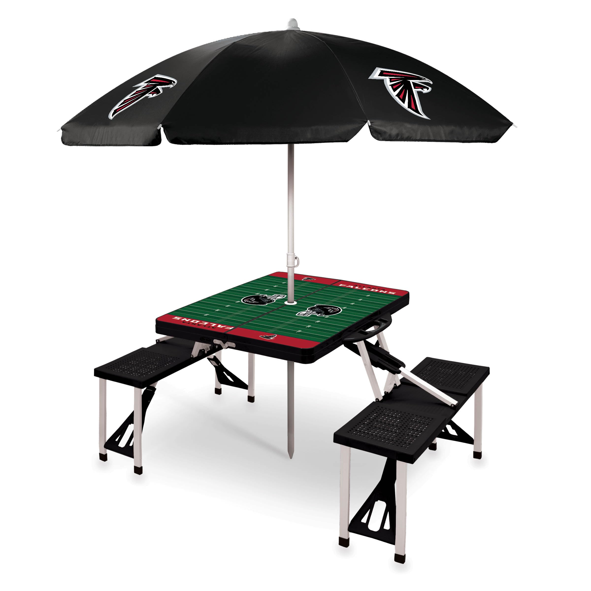 PICNIC TIME NFL Picnic Table Portable Folding Table with Seats and Umbrella