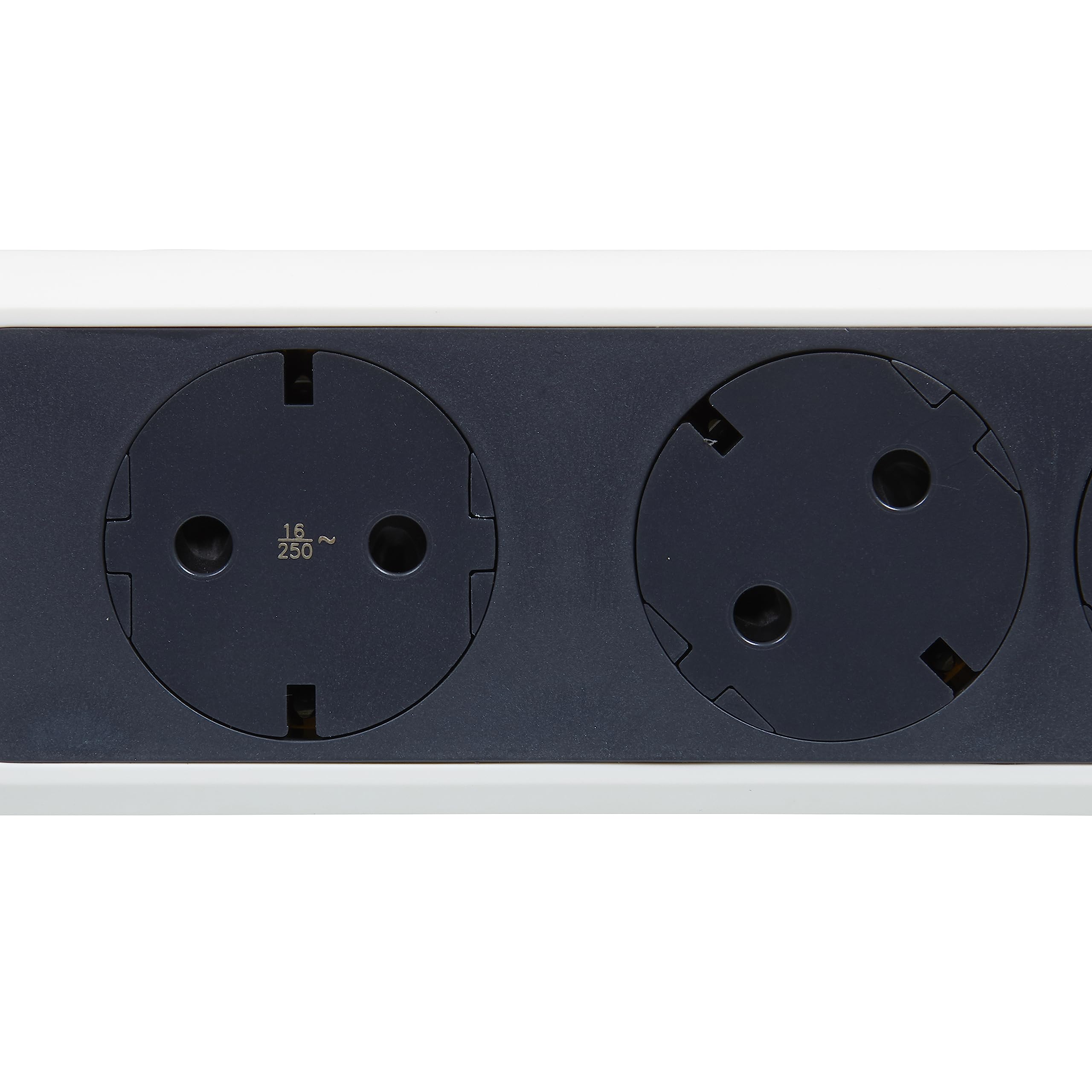 LEGRAND, Drehbare Steckdosenleiste, 5-fach Steckdose, Mehrfachsteckdose, Wand- oder Tischmontage, LED-Ein/Aus-Schalter, 5m Kabel, Ultraweiß/Dunkelgrau, 694542