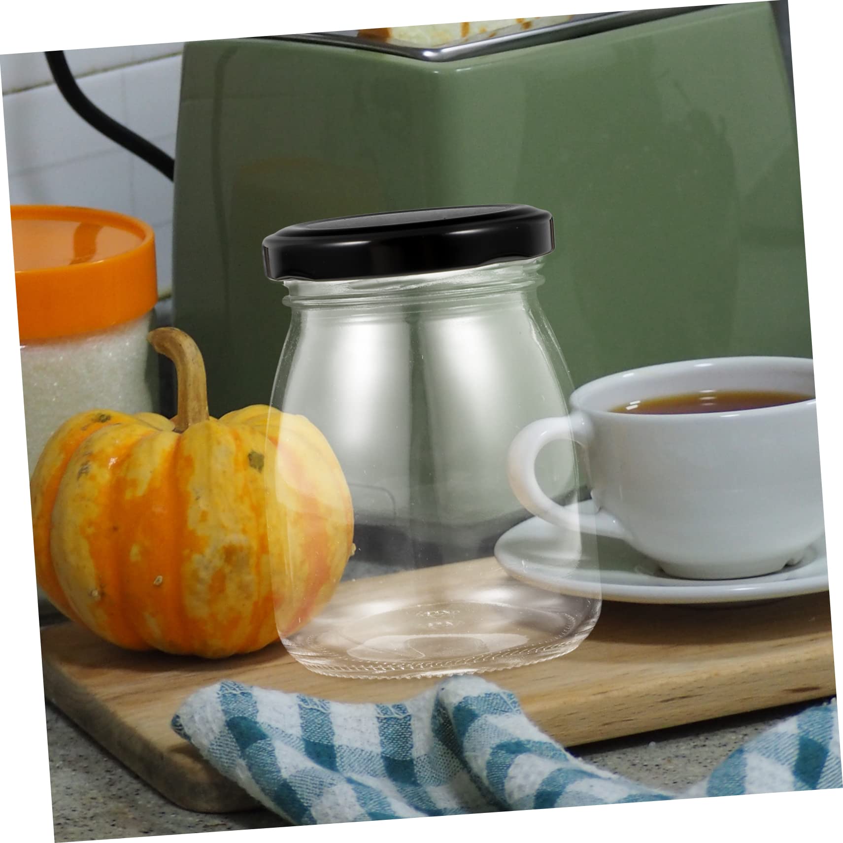 10 Stück Joghurtgläser aus Glas mit Metalldeckel 200ml Flacher Boden Frischhaltend für Milch und Joghurt für Tisch und Party