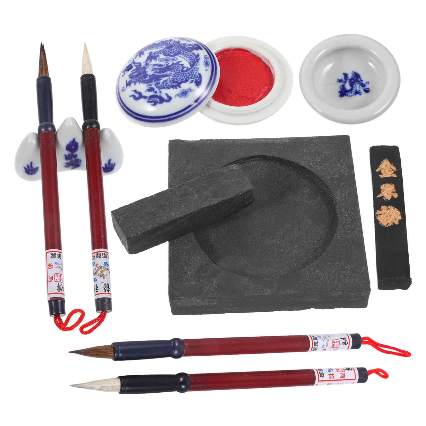 CIMAXIC 1Set Chinese Calligraphy present Kit Compact Brush Set with Brushes and Ink Tray for Beginners Practical Art Supplies for Calligraphy Practice and Writing