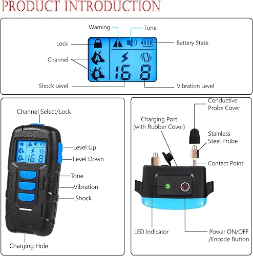 Miniatura 7 de Collar de choque para perro, collar de entrenamiento para perros Svtrat con collar de choque remoto, perros pequeños, grandes, medianos y pequeños,