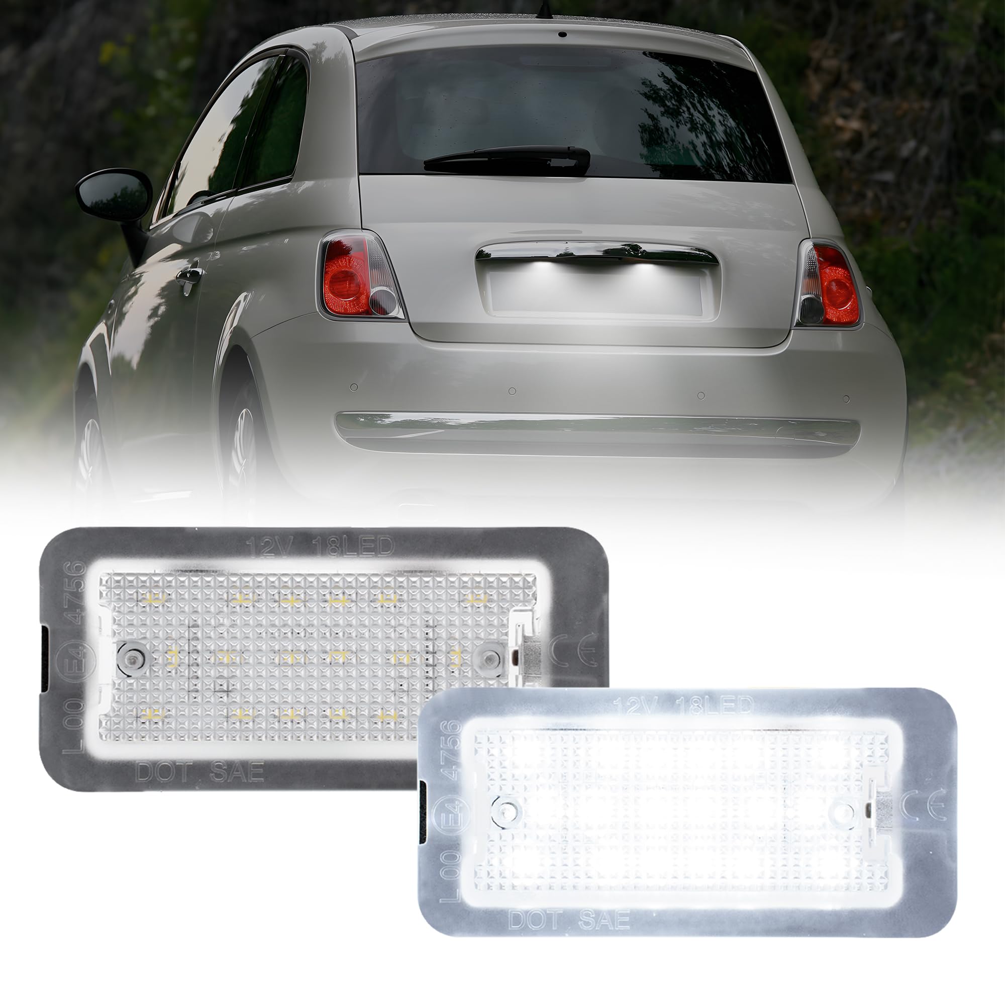 LED Luci targa per F.iat 500 2007-2019, 2008-2024 Abarth 500/595/695 Luce Targa, Fi.at 500C 595C 312 Led Targa Auto Canbus senza errori