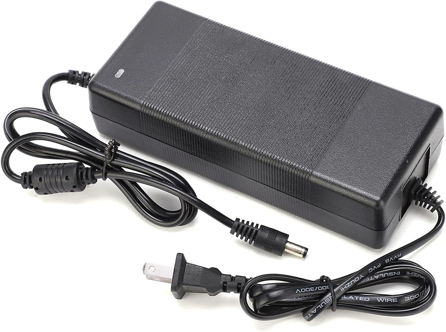 Close-up of the DC output connector of the power adapter