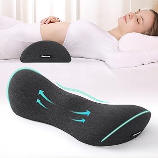 Lumbar Support Pillow for Bed Lower Back Pillow for Sleeping Lumbar Pillow for Back Pain Relief Back Pillow for Sleeping Memory Foam Back Sleeper Pillows w/Removable Zipper Breathable Pillow Cover