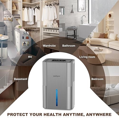 Miniatura 7 de Deshumidificadores para el hogar, tanque de agua de 95 onzas (1000 pies cuadrados), deshumidificador para baño con apagado automático, luz de 7