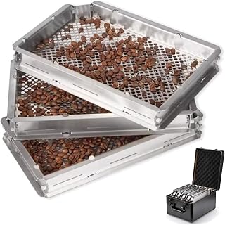 Stainless Steel Green/Cooked Bean Screen,Coffee Bean Grading Sieve Set,Round Hole Sifter with 5 Frame Options & 10 Layers Detachable Screen,12-21 Mesh Green Beans,21-30 Mesh Roasted Bean(Roasted bean)