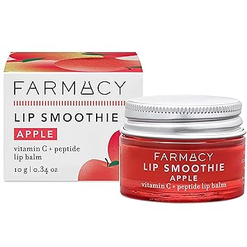 Farmacy Lip Smoothie Peptide Lip Balm - Lip Moisturizer & Plumper with Vitamin C - Apple Scented with High Gloss Finish