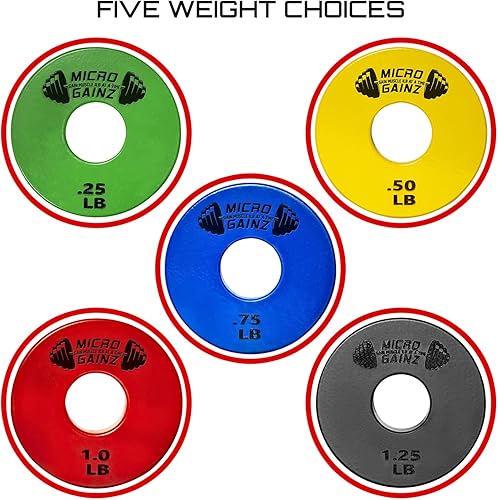 Miniatura 4 de Micro Gainz - Juego de placas de pesas fraccionarias estándar de 1 pulgada, 10 piezas de mancuernas y mancuernas con bolsa para entrenamiento de