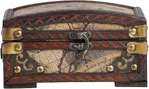 Coffre Au Trésor Bois Et Métal Vintage Columbus 31x18x18cm - Décoration Et Rangement