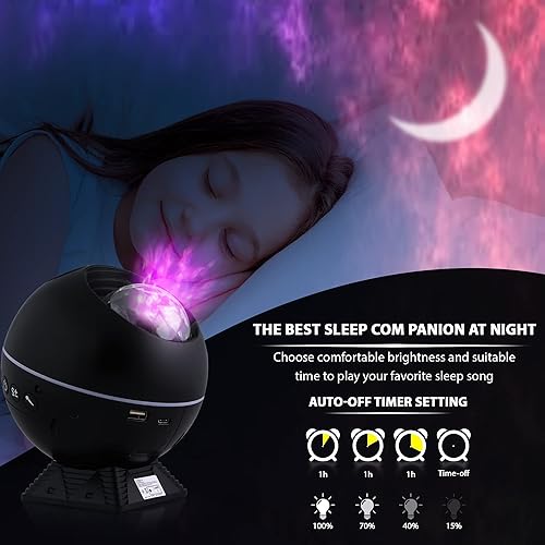 Miniatura 4 de Proyector de estrellas, proyector de galaxia Rossetta para dormitorio, altavoz Bluetooth y proyector Aurora de ruido blanco, proyector de luz