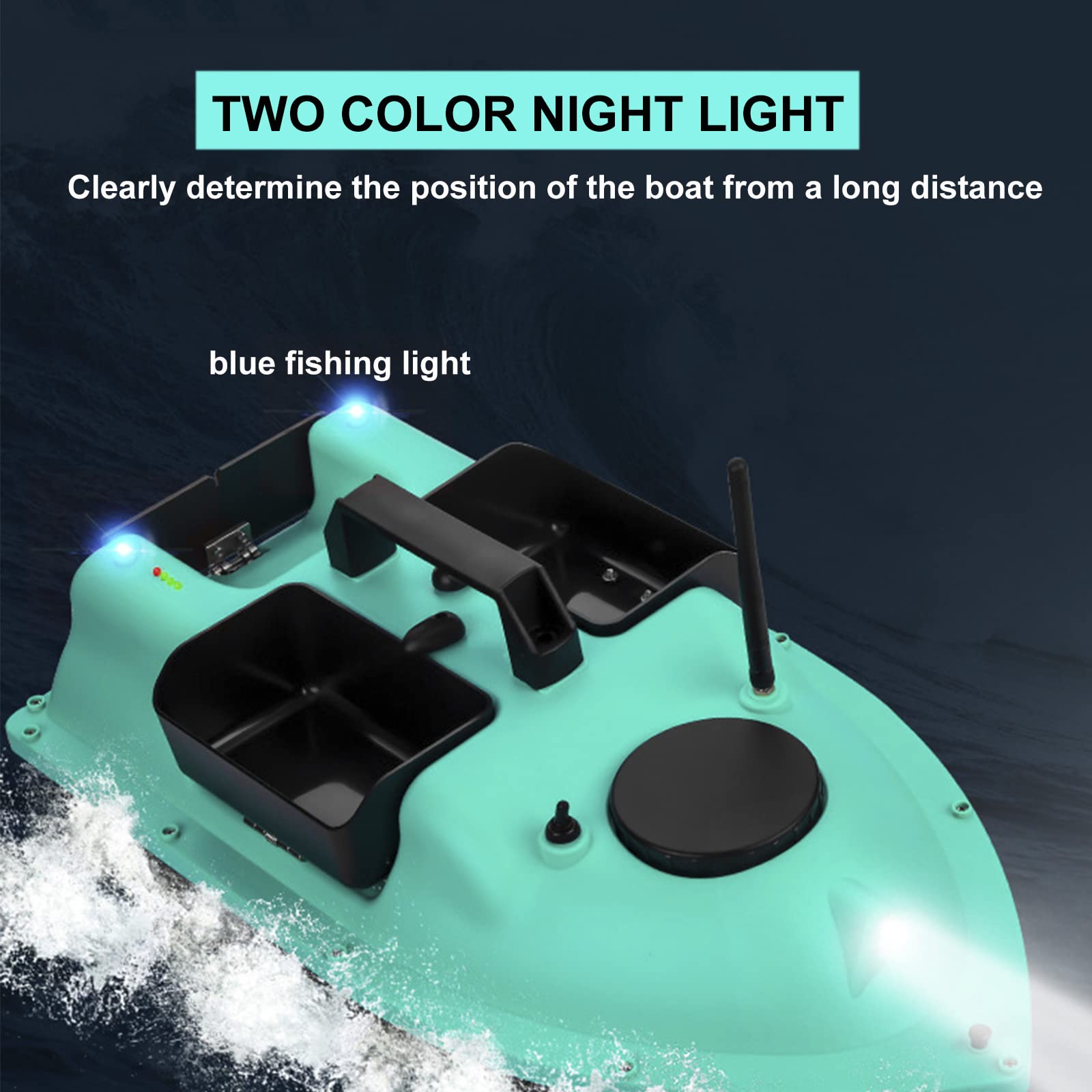 Barchino Carpfishing GPS, Barca Pesca Telecomandata 500 M da Pesca con Cruise Control e Ritorno Automatico, Barca di Adescamento con 3 Contenitori per Esche Indipendenti,12000mAh