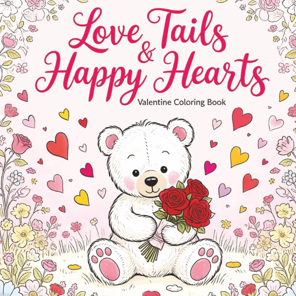 Love Tails & Happy Hearts Valentine Coloring Book: Bold & Easy Valentine Coloring Fun