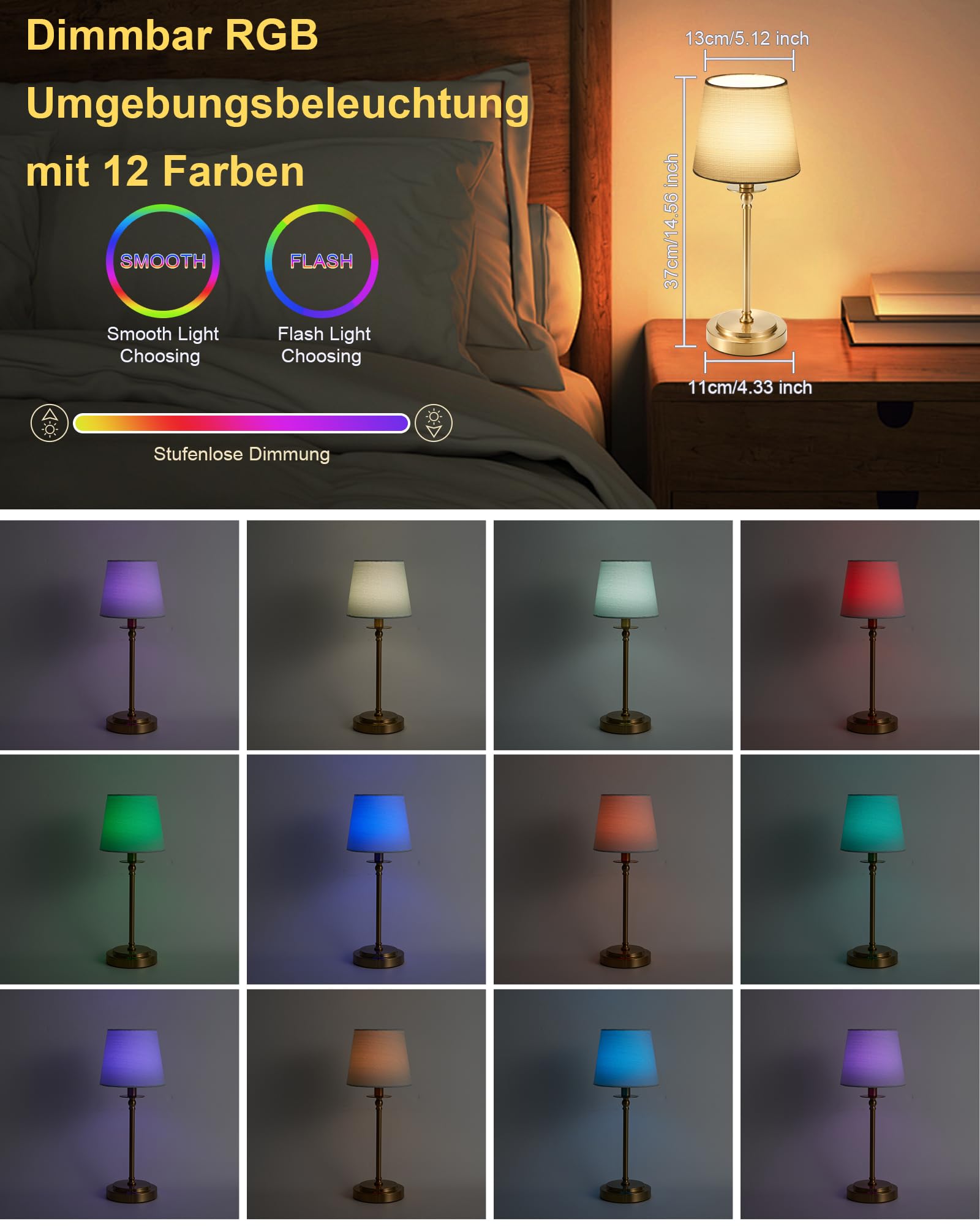 EGOBASIC Lampe De Table En Céramique Sans Fil Avec Minuterie