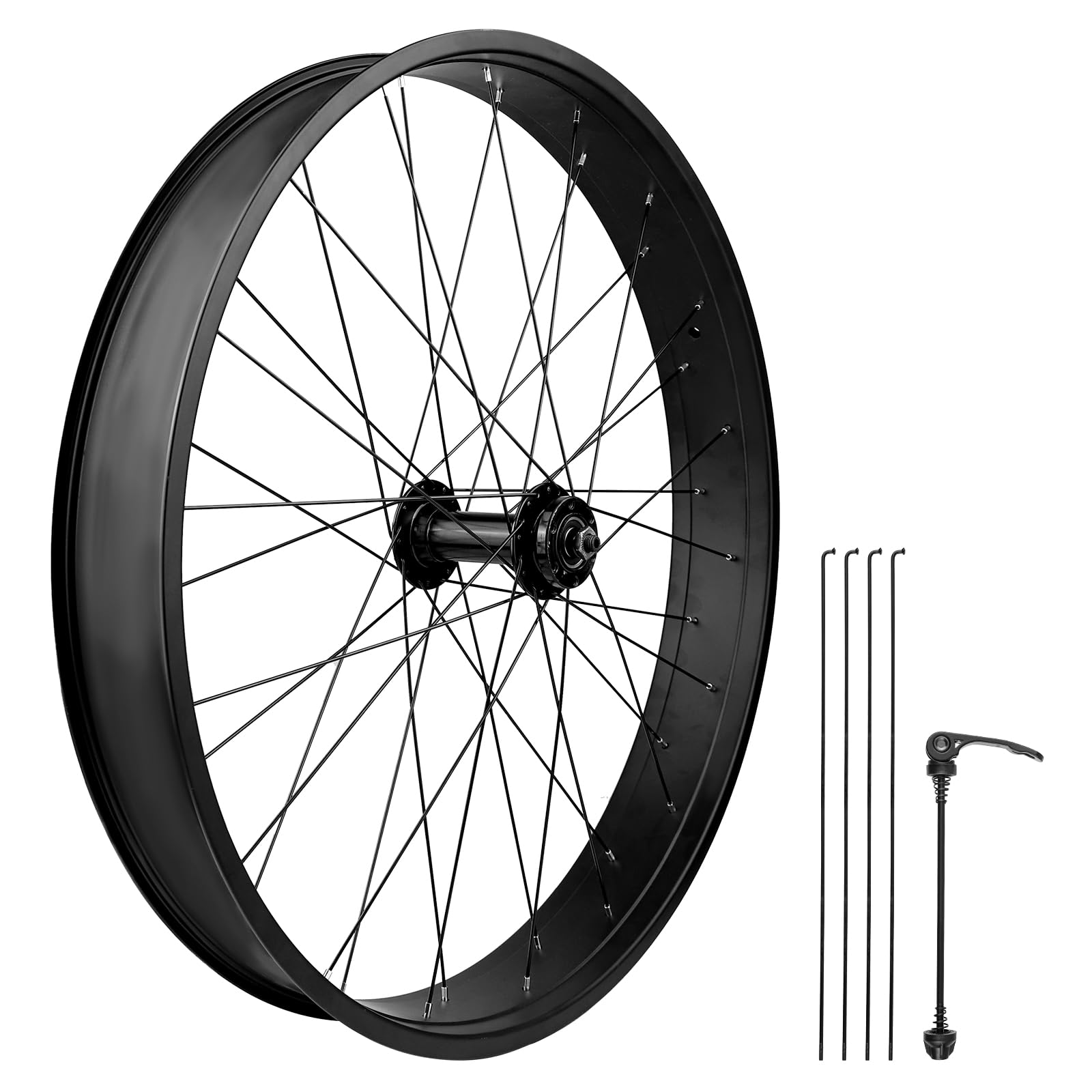 WEEROCK 20/26 x 4.0 Inch Bike Front Rear Wheelset, 4.0" Wide Aluminium Alloy Wheelset with Quick Release, Compatible with Disc Brake, Threaded Freewheel for 20"/26" Snow Bicycle, Fat Tire Bicycles