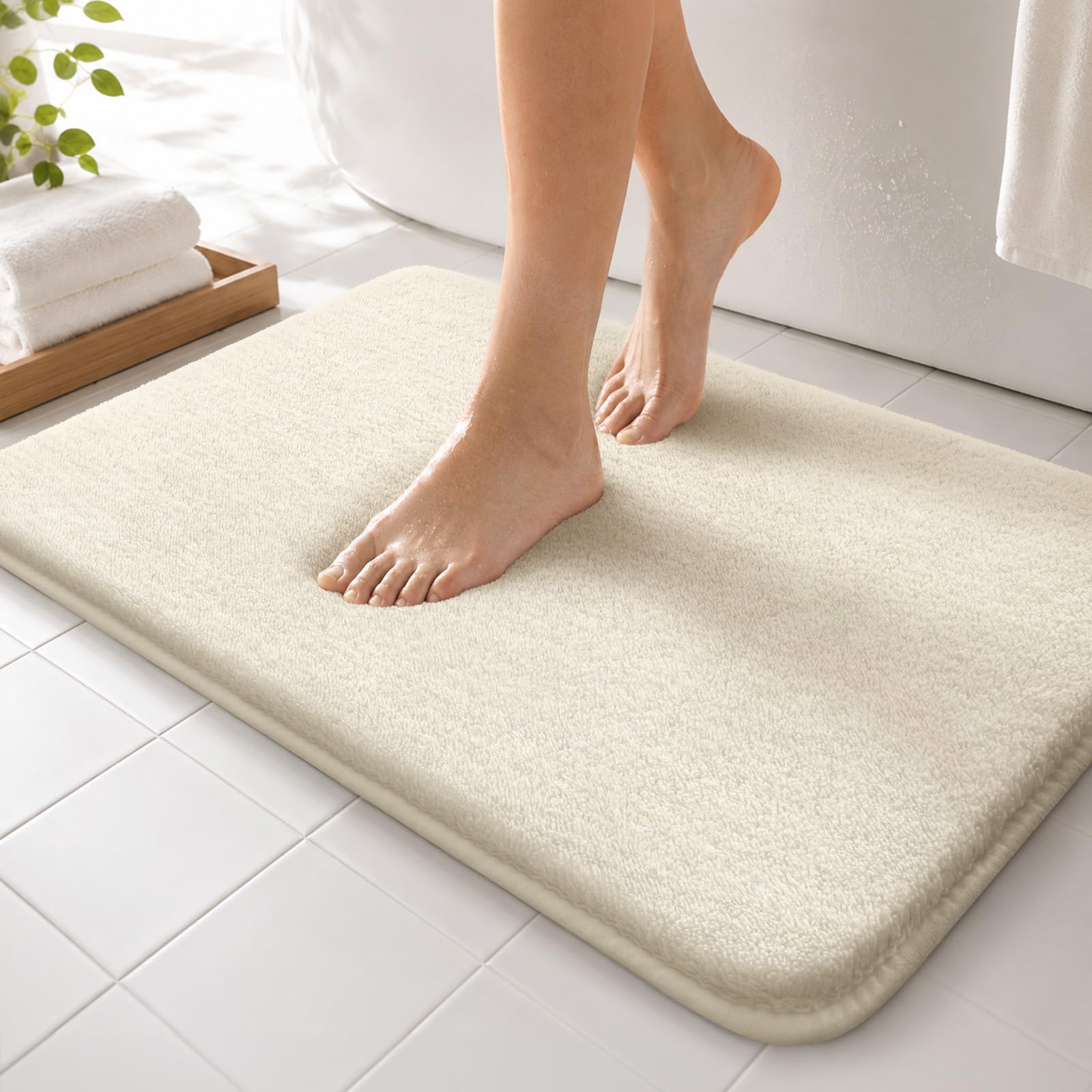 Sour Lemon Bath Mat 40x60 cm, Cream Non Slip Super Absorbent Bathroom Mat โ image 1
