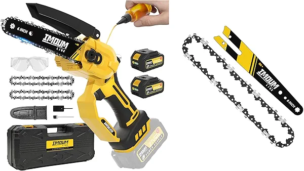 IMOUMLIVE 6 inch chainsaw set & a extra 6'' chain, a extra 6'' bar