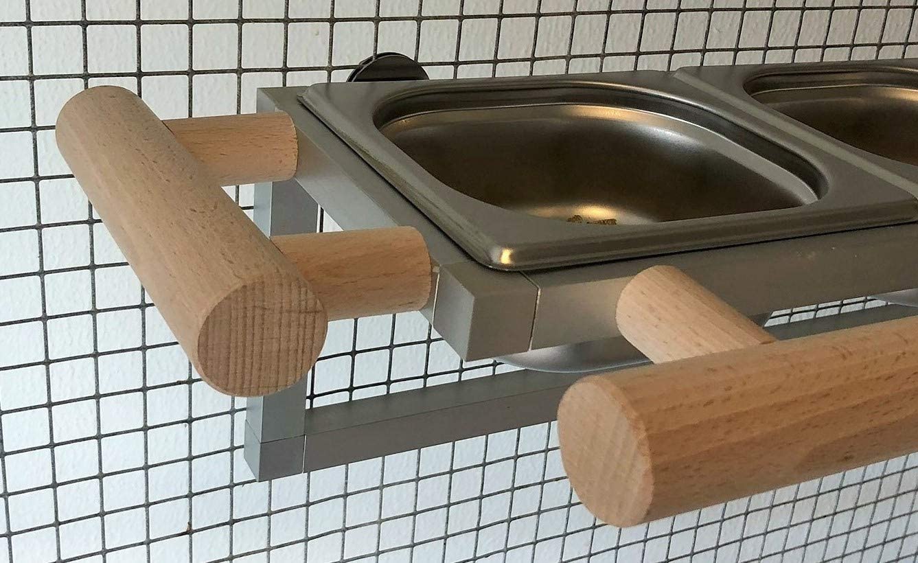 Papageien Spielzeug Freisitz Vögel Futternapf Futterbar, Futterschale Edelstahl *ZINKFREI*
