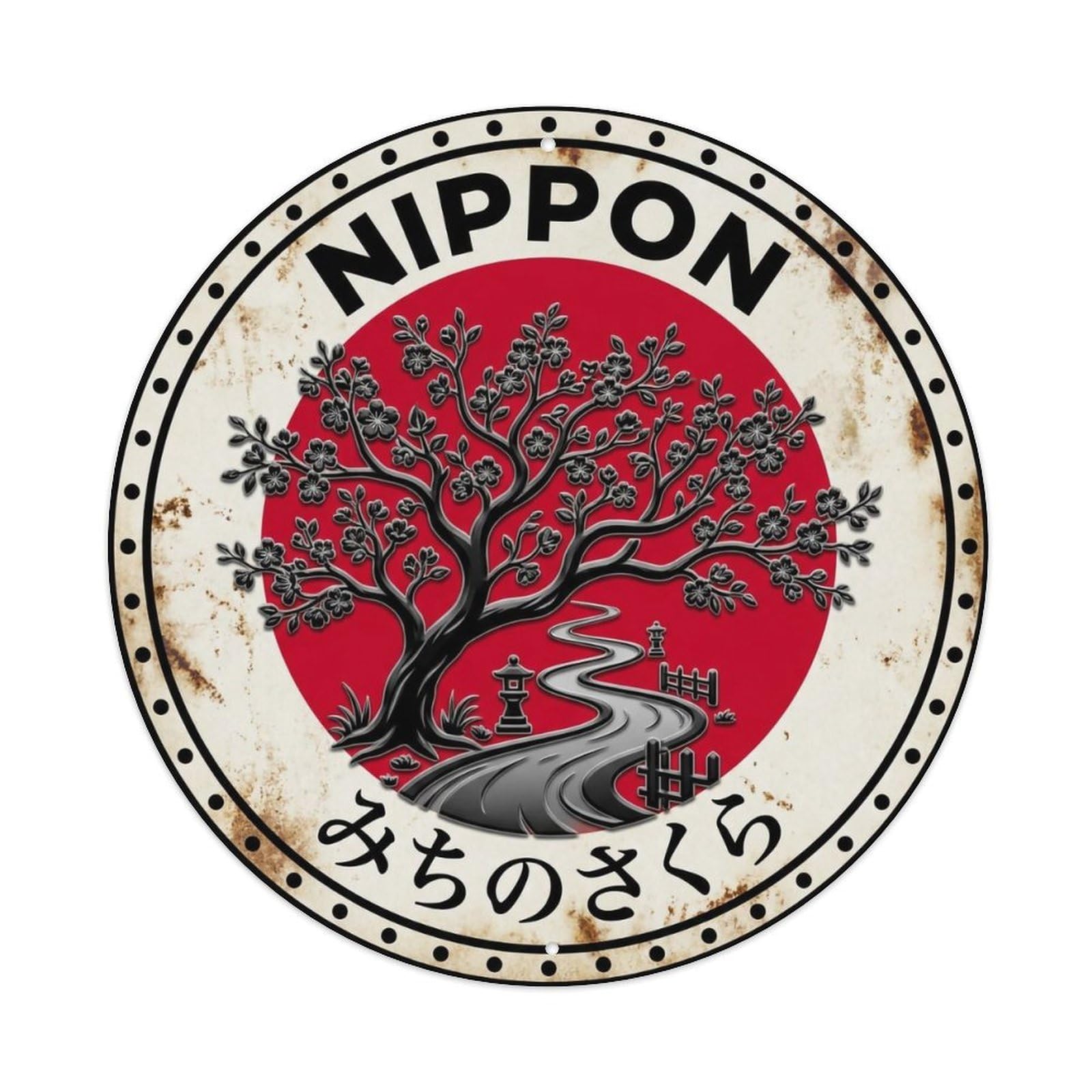 Roadside Cherry Nippon Path Blossom Tree Historic Metal Tin Sign