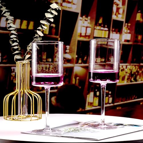 Miniatura 5 de Juego de 4 copas de vino sopladas a mano de 15 onzas en embalaje de regalo, copa de vino blanco grande en tallo largo, forma moderna única, para