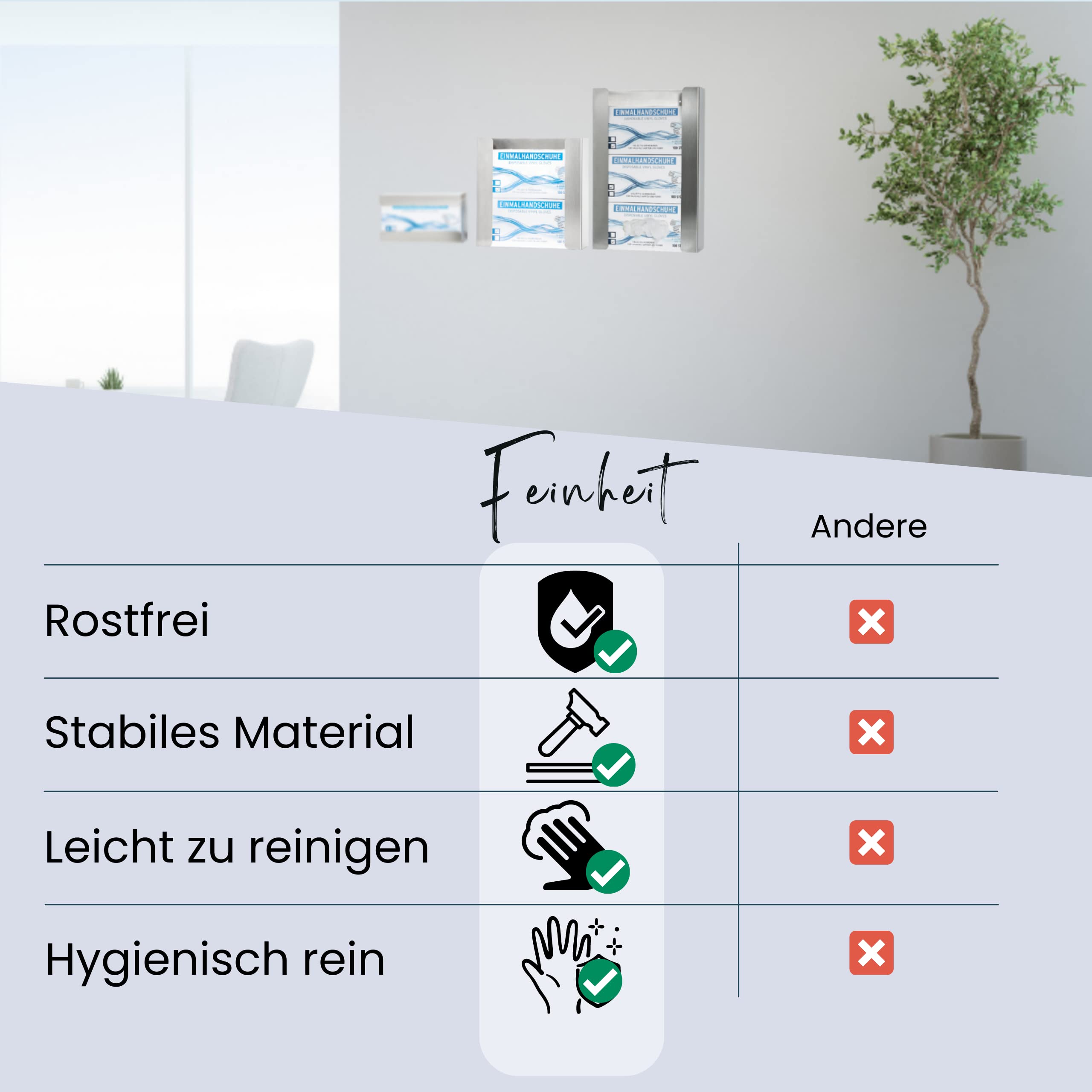 Soporte de pared para guantes (para 2 cajas) – Soporte para guantes de acero inoxidable – Soporte para guantes desechables – Dispensador de guantes para guantes desechables con accesorios de
