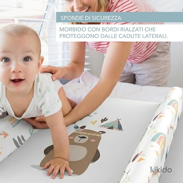 Kikido Changing Mat 50x70 - Teddy - Anti-Roll Baby Changing Pad - Universal Mat with Safety Edges, Easy to Clean and Waterproof 70x50 cm - 4