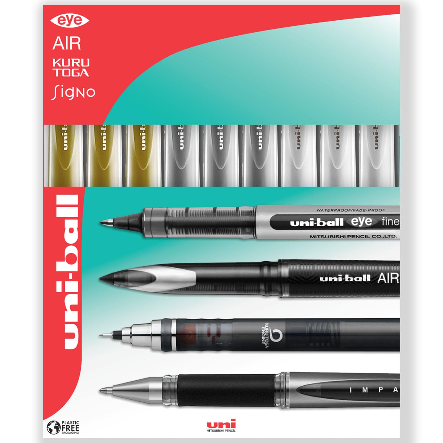 uni-ball Signo Pen, UM-153 Broad Metallic Gel Ink Rollerball, Metal 1.0mm Tip Nib, Rubber Grip - Image 2