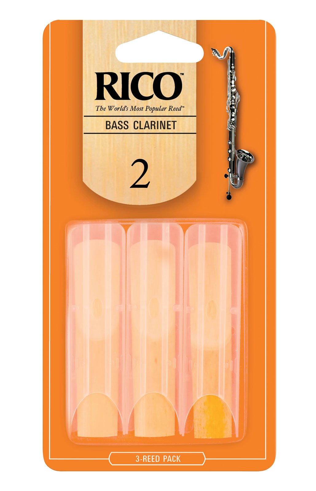 D’Addario Woodwinds - Rico Bass Clarinet Reeds - REA0320 - Strength 2.0, 3-Pack