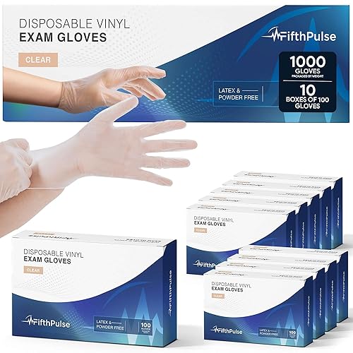 1000 guantes de vinilo desechables y sin látex, guantes de vinilo transparente de 3 mil, guantes médicos para hospitales, instalaciones médicas,
