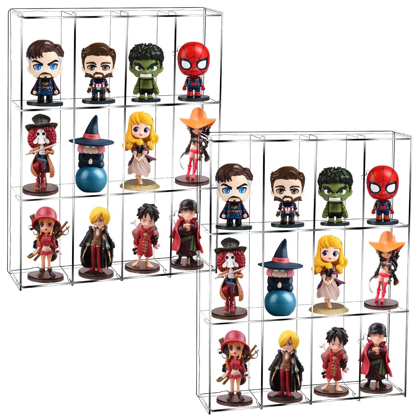 Photo 1 of Acrylic Display Case,Hot Wheels Display case,Showcase Organizer with Shelves Clear Tiered - Clear,Perfect for Collectibles Hot Wheels,Small Artifact,Miniatures (Square -2 Pack of 12 Compartments)