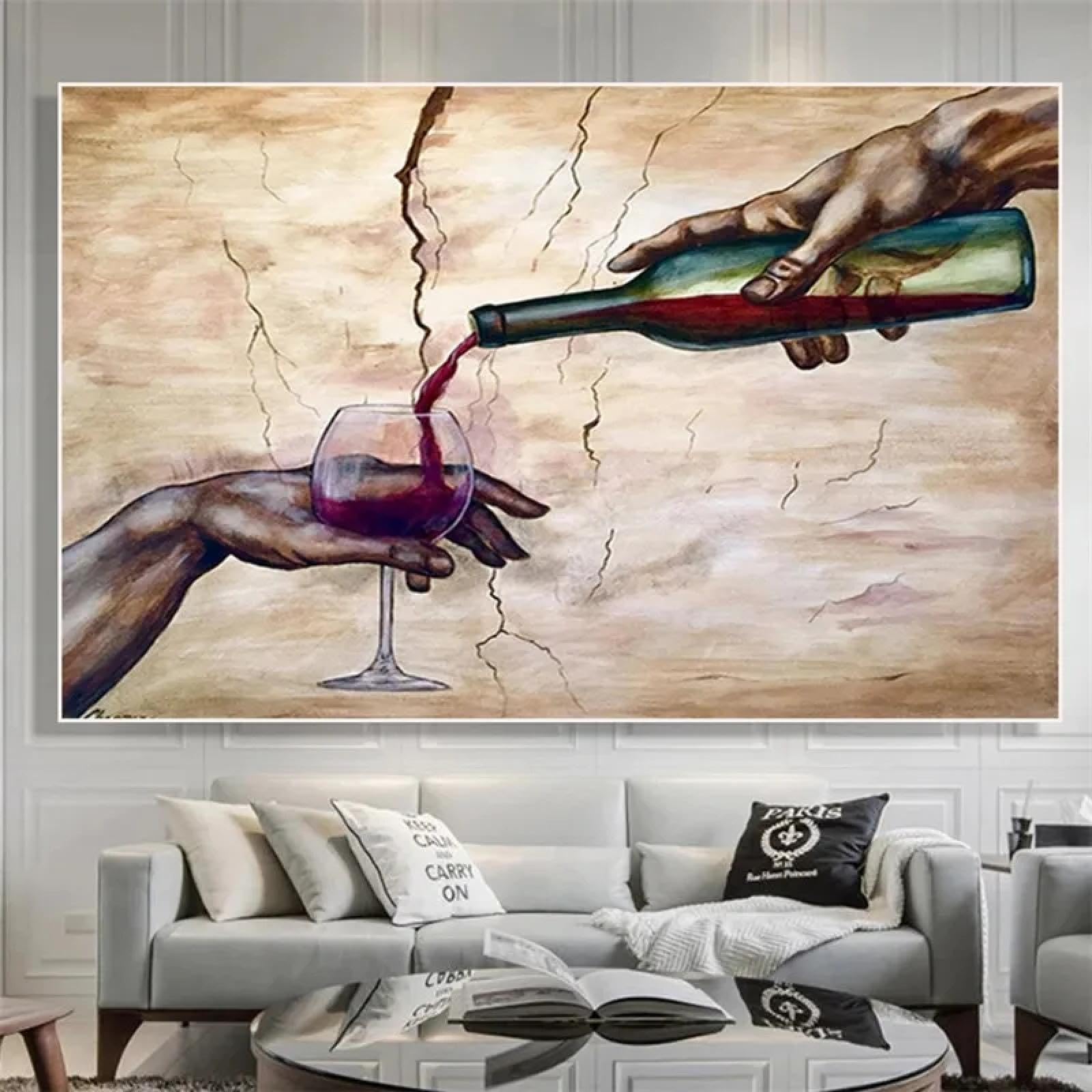 BIEMBI Handed and Pour Red Wine Glass carteles e impresiones arte de pared abstracto moderno pinturas en lienzo cuadros modulares decoración interior 70X100cm marco interno